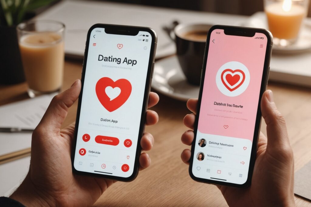 Smartphone affichant une application de rencontre avec badge de profil vérifié