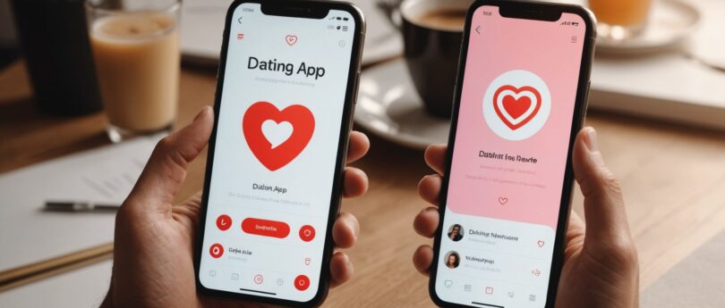 Smartphone affichant une application de rencontre avec badge de profil vérifié