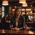 Un couple se rencontre pour la première fois dans un bar en soirée
