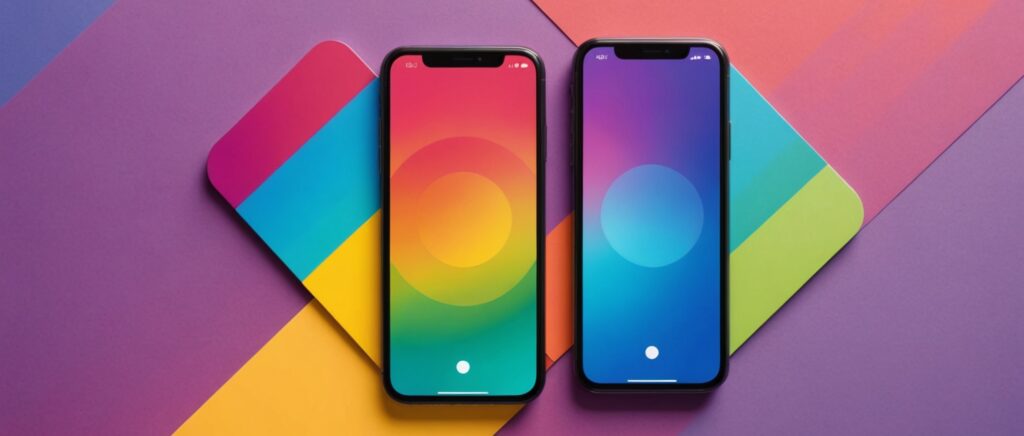 Smartphones affichant des applications de rencontre aux couleurs arc-en-ciel