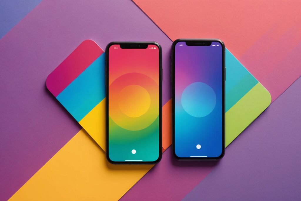 Smartphones affichant des applications de rencontre aux couleurs arc-en-ciel
