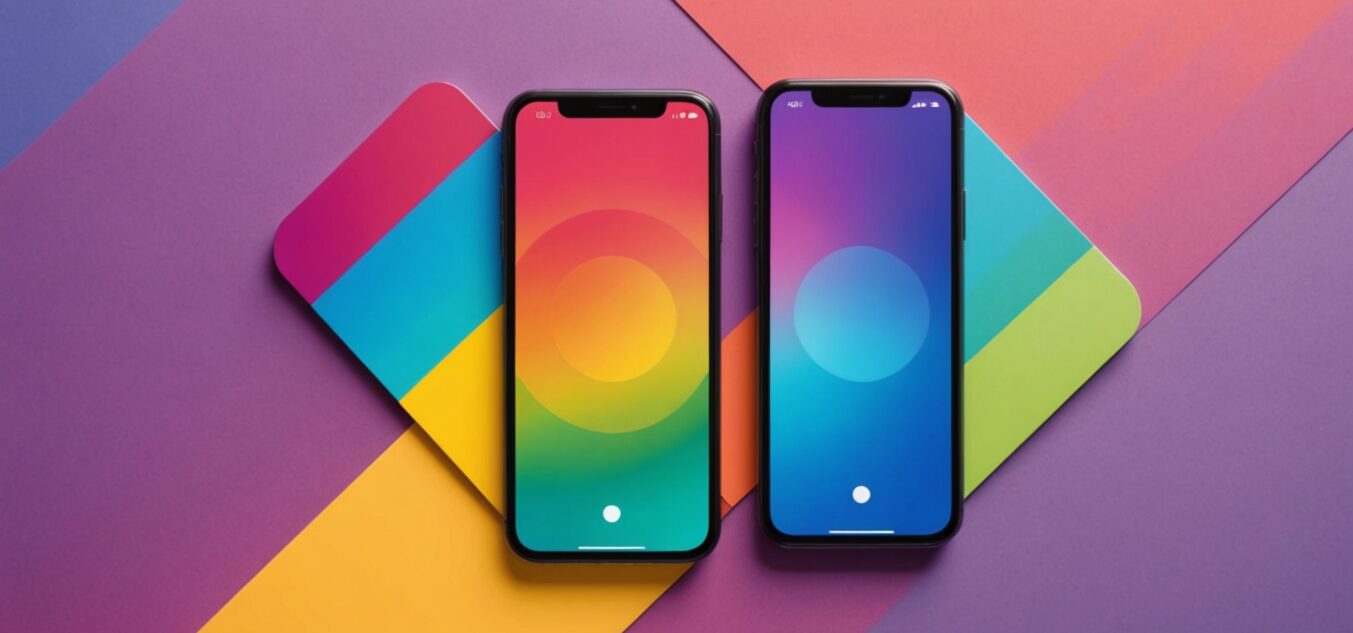Smartphones affichant des applications de rencontre aux couleurs arc-en-ciel