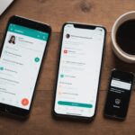 Smartphone affichant une application de rencontre à côté d'une loupe, illustration d'un comparatif de sites de rencontre