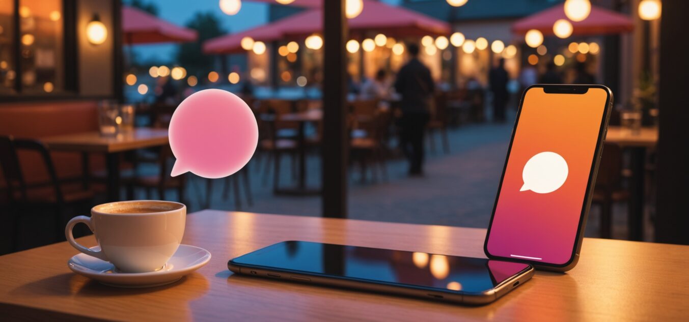 Illustration d'une conversation sur une application de rencontre avant un rendez-vous