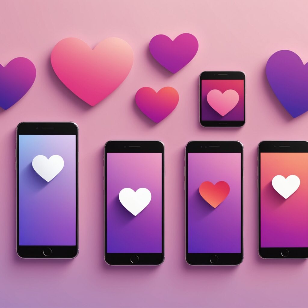 Illustration de smartphones représentant plusieurs applications de rencontre comparées entre elles