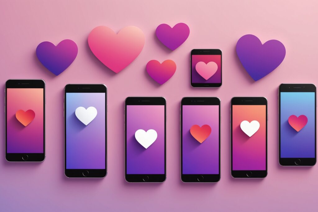 Illustration de smartphones représentant plusieurs applications de rencontre comparées entre elles