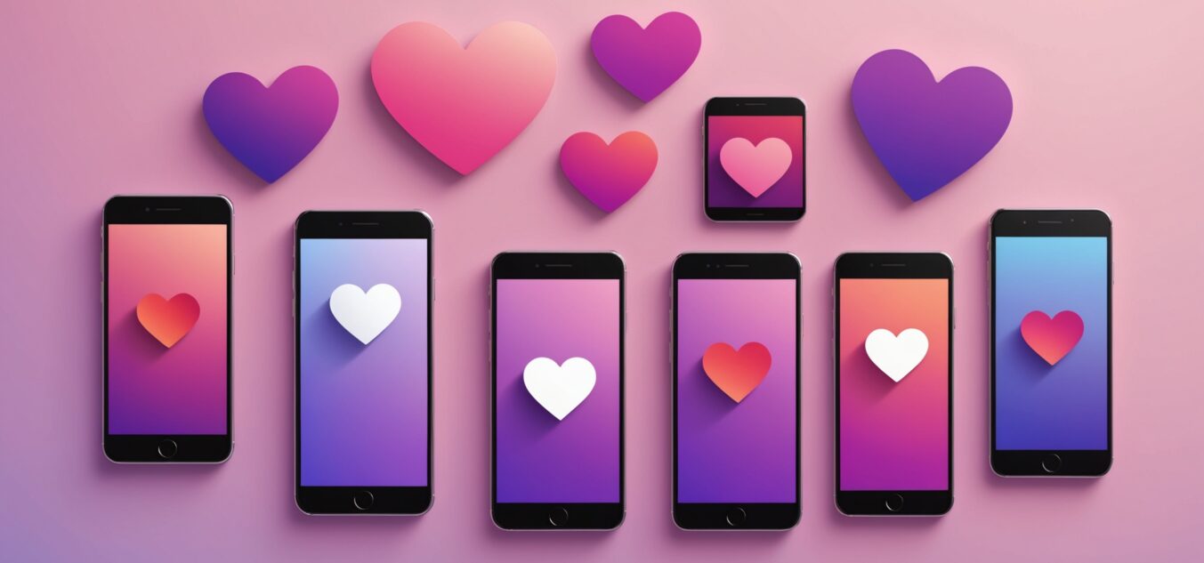 Illustration de smartphones représentant plusieurs applications de rencontre comparées entre elles