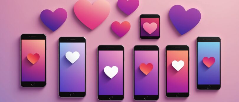 Illustration de smartphones représentant plusieurs applications de rencontre comparées entre elles