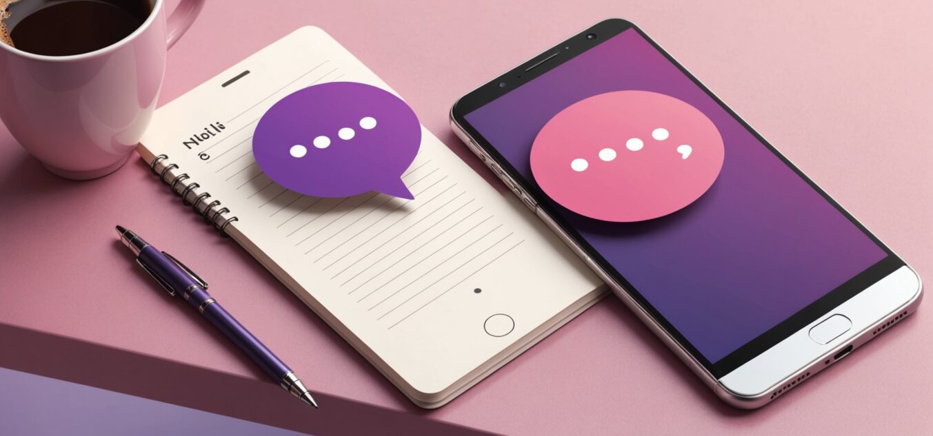 Illustration dun smartphone et dun carnet sur une table, symbole du coaching de rencontre