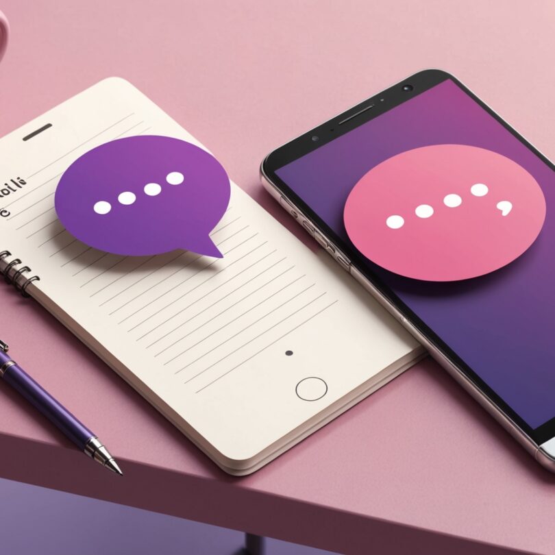 Illustration dun smartphone et dun carnet sur une table, symbole du coaching de rencontre
