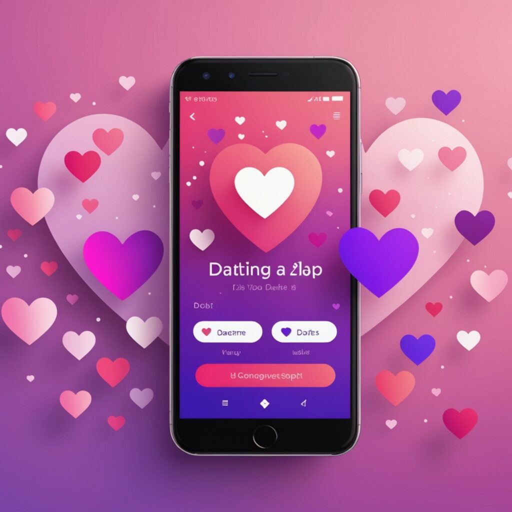Illustration d'une application de rencontre avec icônes de boost et de visibilité