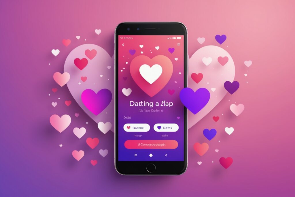 Illustration d'une application de rencontre avec icônes de boost et de visibilité