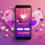 Illustration d'une application de rencontre avec icônes de boost et de visibilité